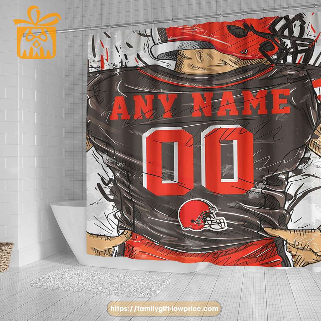 Cleveland Browns Personalized Jersey Shower Curtains - Custom