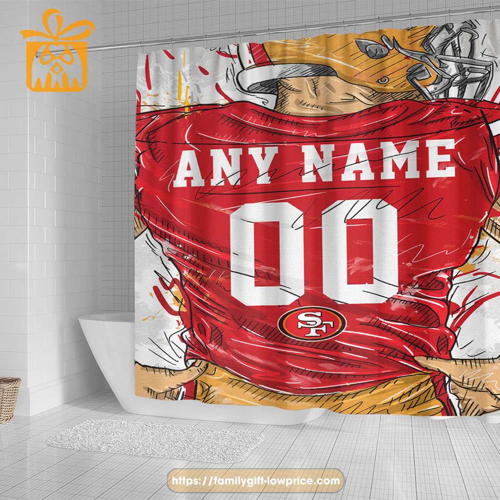 San Francisco 49ers Personalized Jersey Shower Curtains - Custom Gifts with  Any Name and Number - Gifts From The Heart At Prices You'll Love