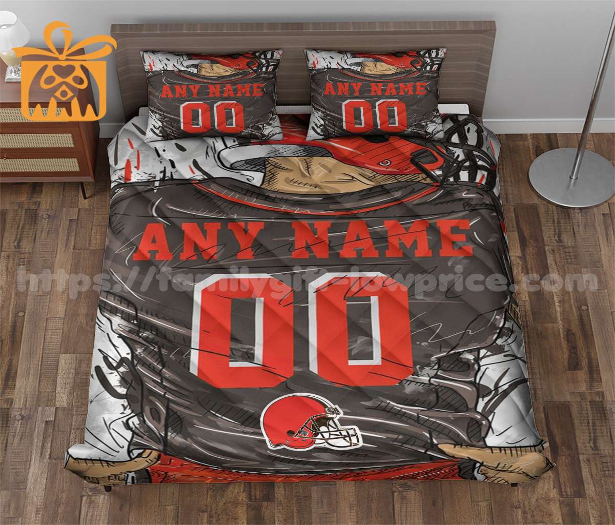 NFL Browns Jersey Customized Quilt Bedding Set - Custom Any Name and Number for Men Women