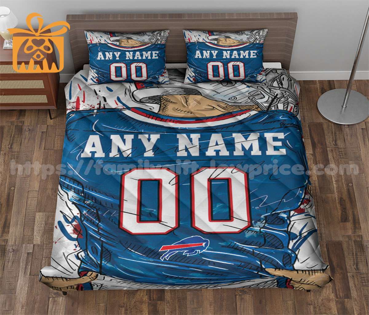 NFL Buffalo Bills Jersey Customized Quilt Bedding Set - Custom Any Name and Number for Men Women
