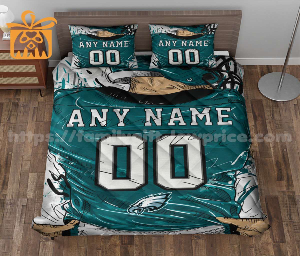 Philadelphia Eagles Custom Jersey Quilt Bedding Sets, Philadelphia Eagles Gifts, Personalized NFL Jerseys with Your Name & Number