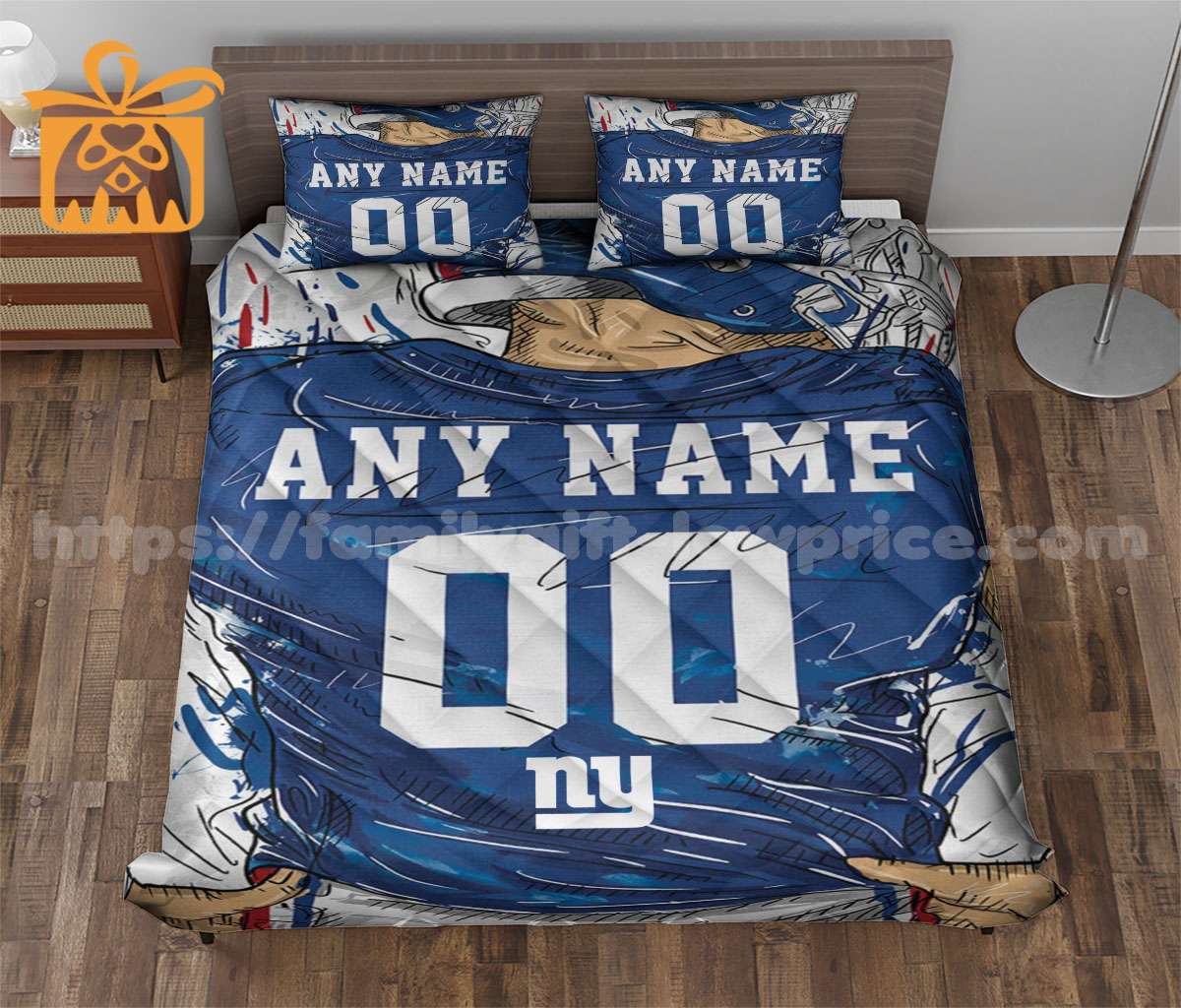 NFL NY Giants Jersey Customized Quilt Bedding Set - Custom Any Name and Number for Men Women