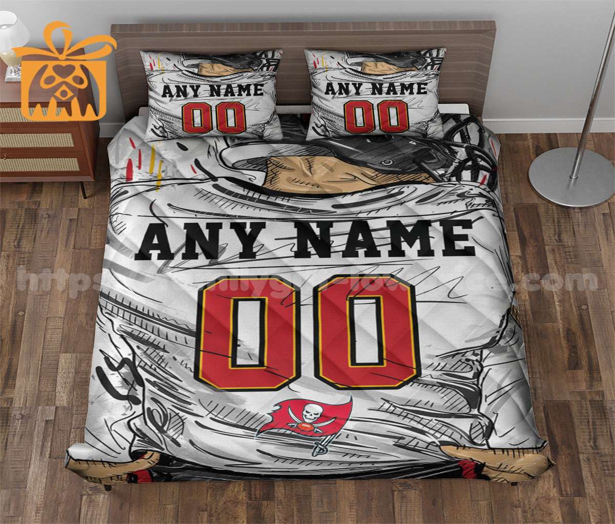 Tampa Bucs Jersey Customized Quilt Bedding Set - Custom Any Name and Number for Men Women