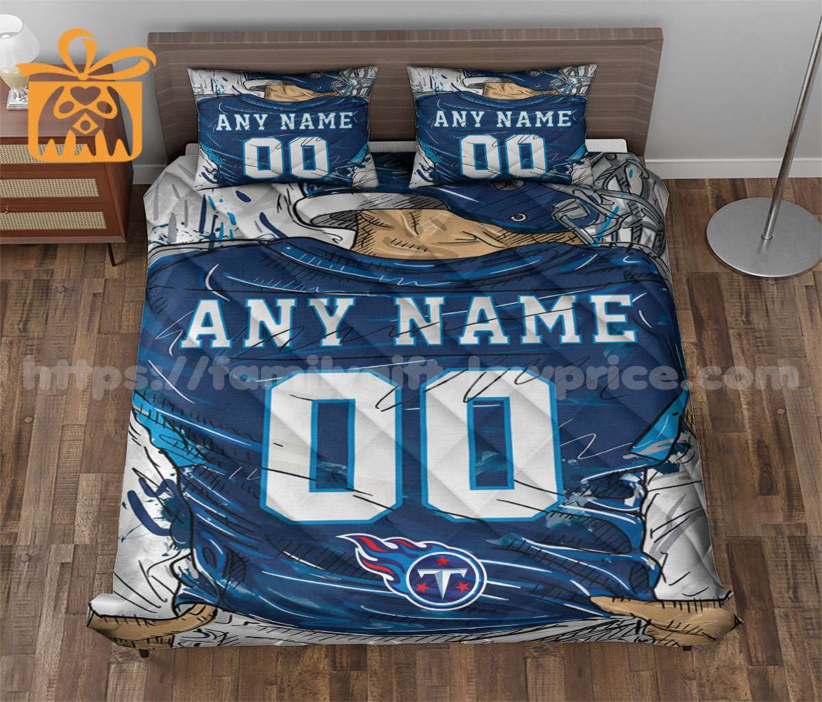 NFL Titans Jersey Customized Quilt Bedding Set - Custom Any Name and Number for Men Women