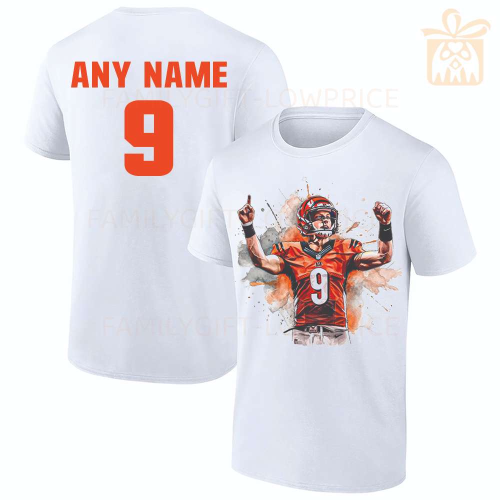Personalized T Shirts Burrow Joe Cincinnati Bengals Best White NFL Shirt Custom Name and Number