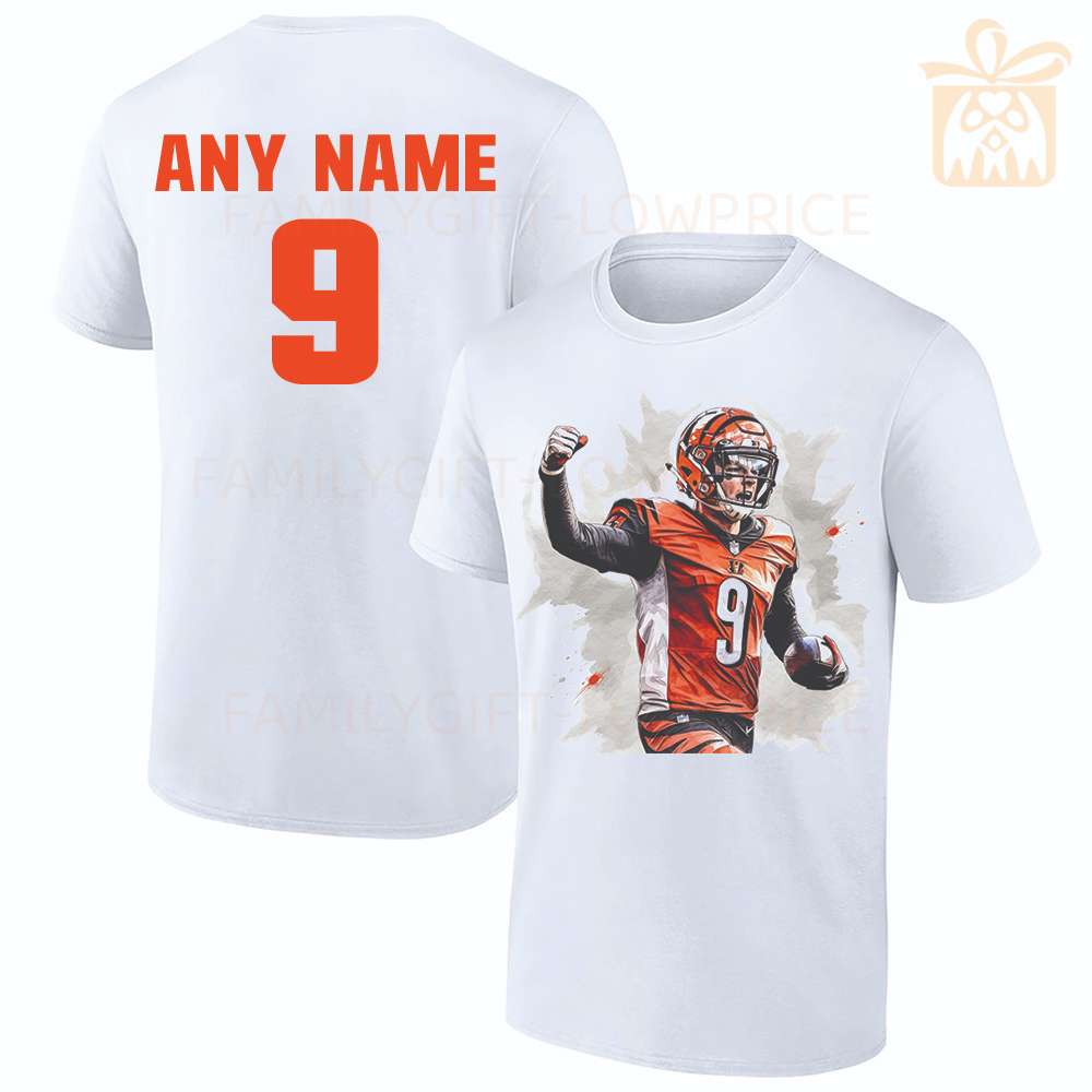 Personalized T Shirts Cincinnati Bengals Joe Burrow Best White NFL Shirt Custom Name and Number