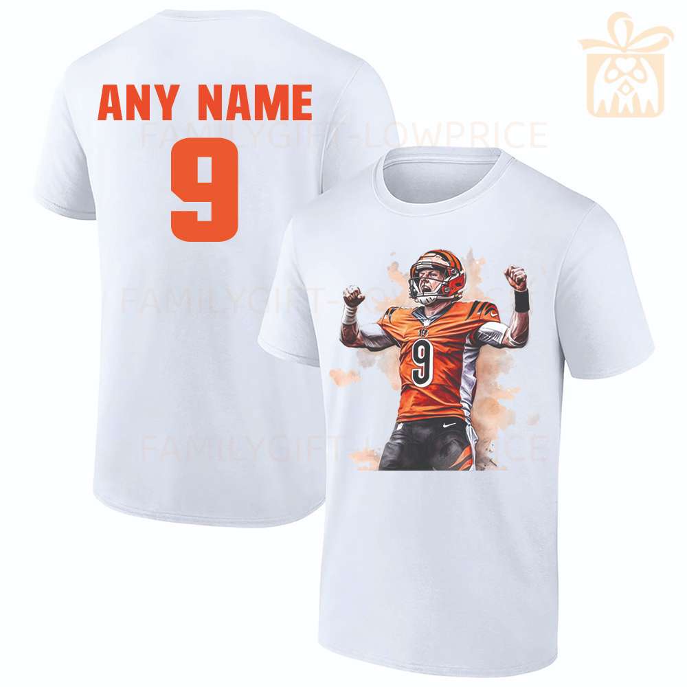 Personalized T Shirts Cincinnati Bengals Burrow Best White NFL Shirt Custom Name and Number