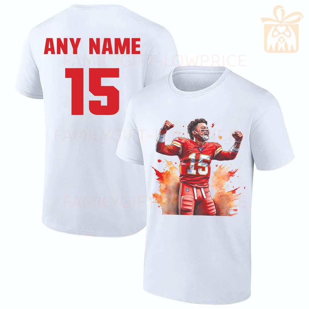 Personalized T Shirts Patrick Mahome Kansas City Chiefs Best White NFL Shirt Custom Name and Number
