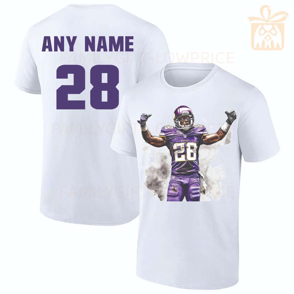 Personalized T Shirts Adrian Peterson Vikings Best White NFL Shirt Custom Name and Number