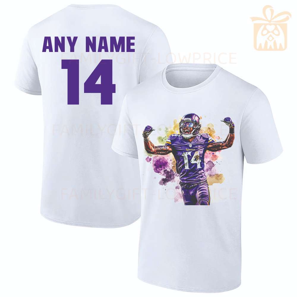 Personalized T Shirts Stefon Diggs Vikings Best White NFL Shirt Custom Name and Number