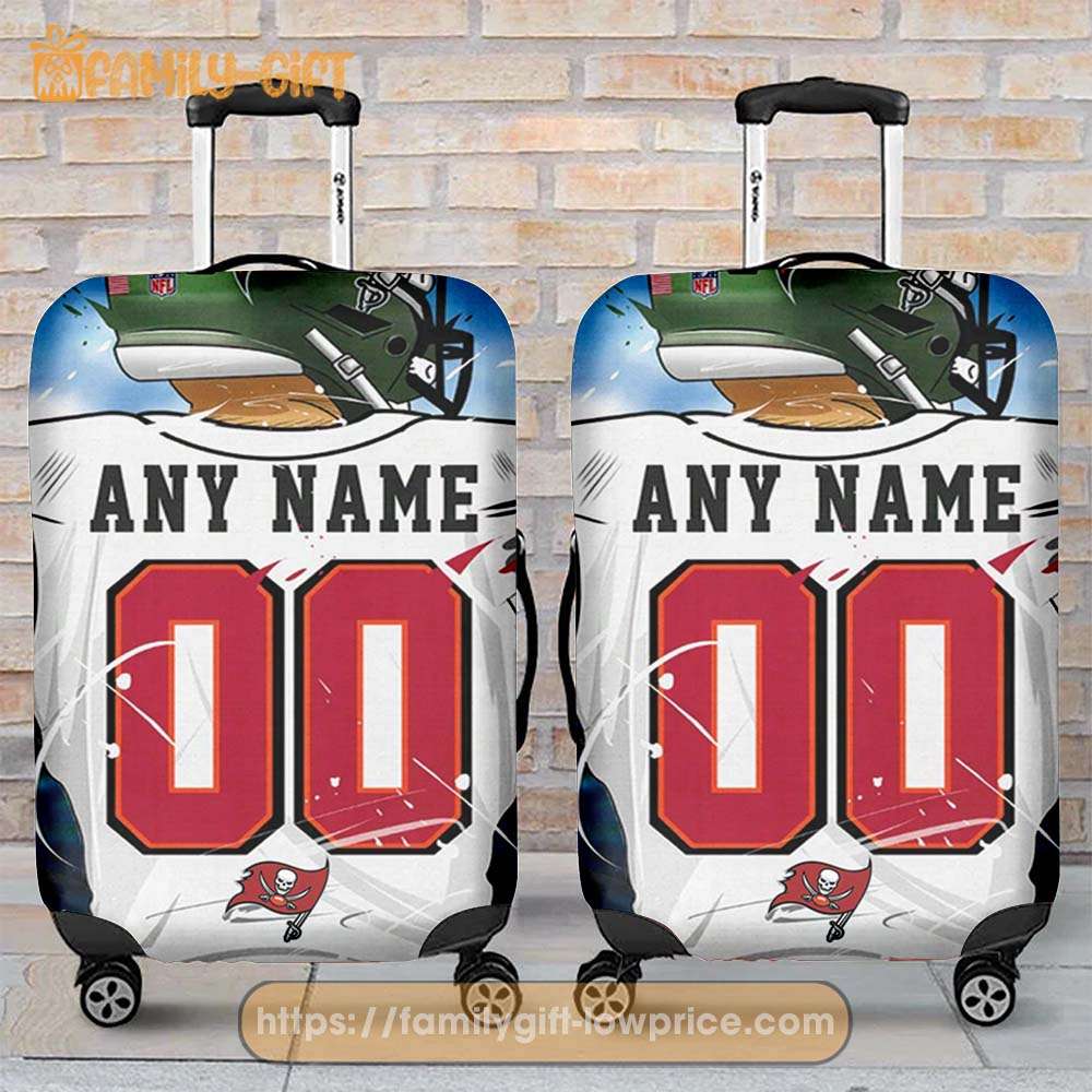 Custom Luggage Cover Tampa Bay Buccaneers Jersey Personalized Jersey Luggage Cover Protector