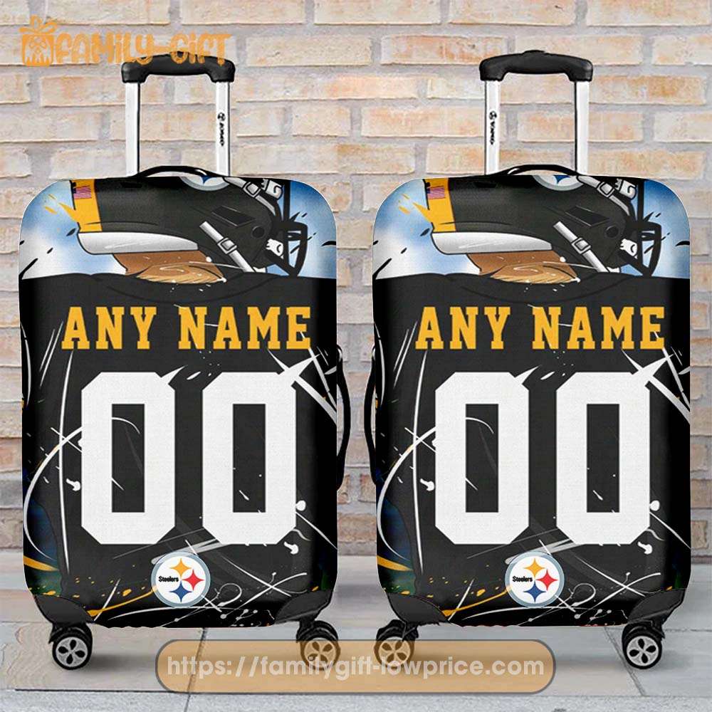 Custom Luggage Cover Pittsburgh Steelers Jersey Personalized Jersey Luggage Cover Protector