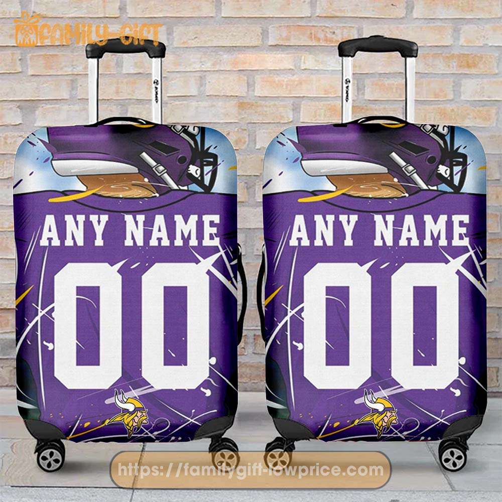 Custom Luggage Cover Minnesota Vikings Jersey Personalized Jersey Luggage Cover Protector