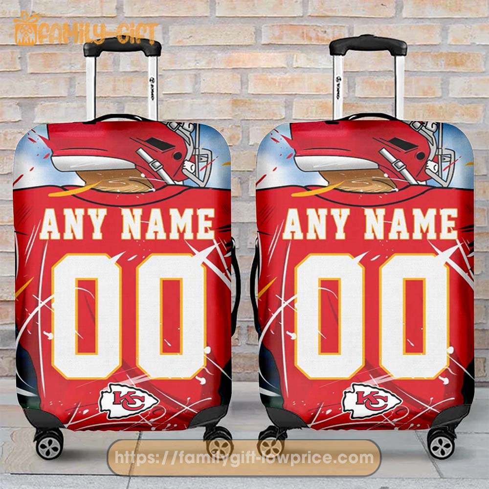 Custom Luggage Cover Kansas City Chiefs Jersey Personalized Jersey Luggage Cover Protector