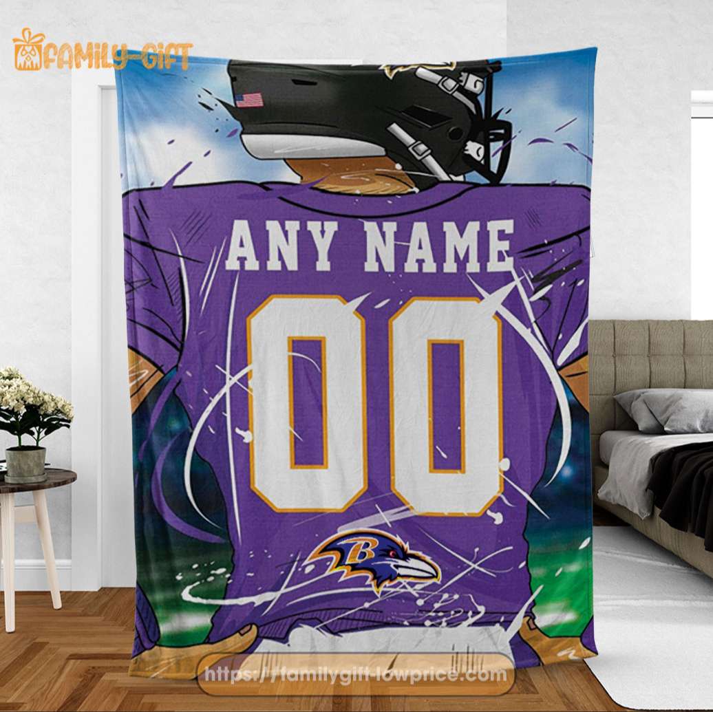 Personalized Jersey Baltimore Ravens Blanket - NFL Blanket - Cute Blanket Gifts for NFL Fans