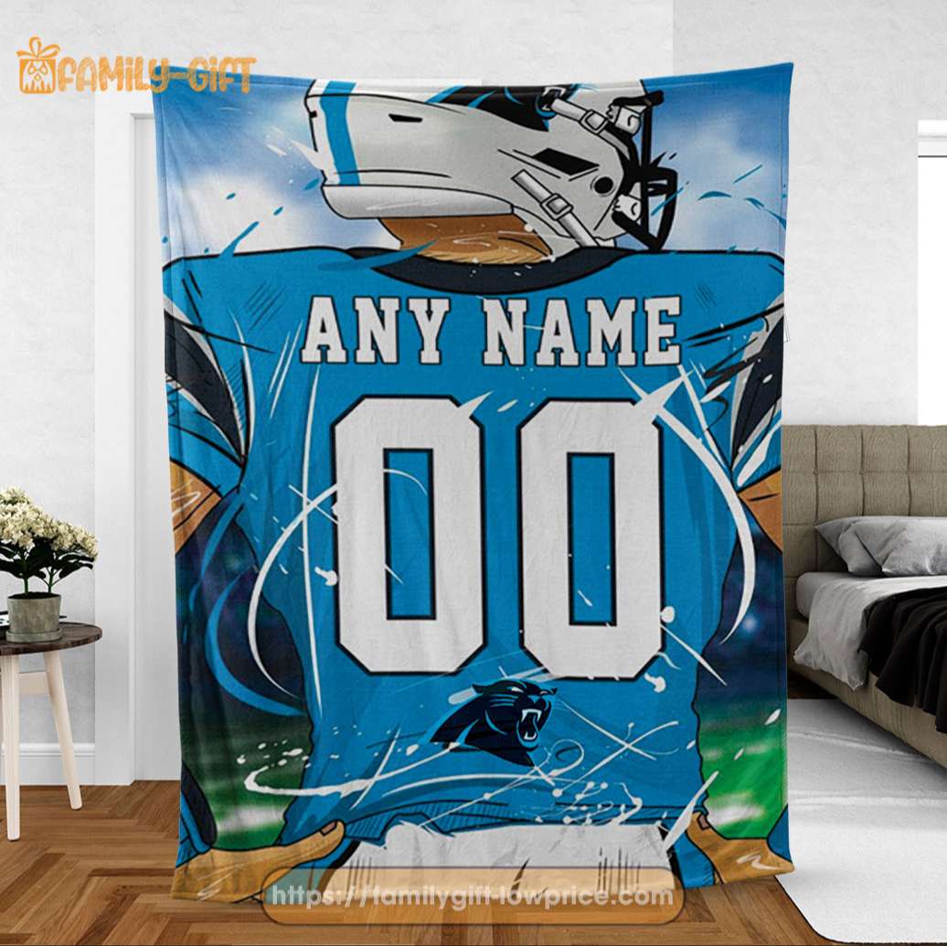 Personalized Jersey Carolina Panthers Blanket - NFL Blanket - Cute Blanket Gifts for NFL Fans