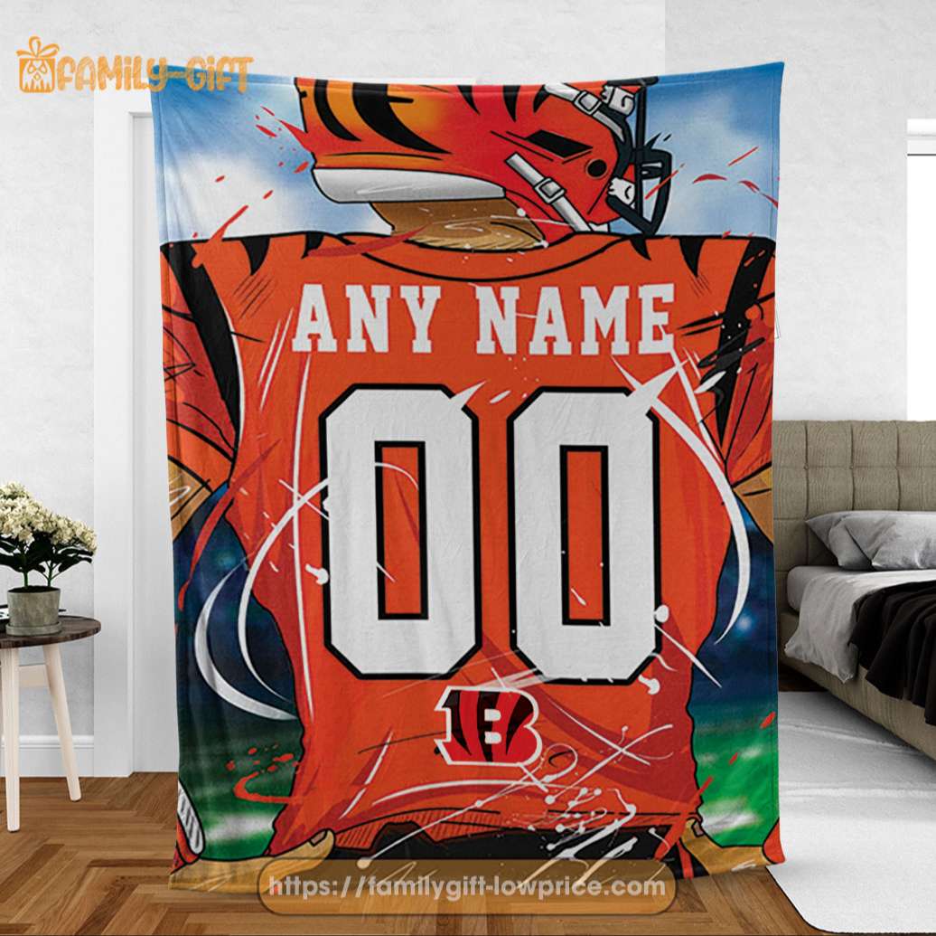 Personalized Jersey Cincinnati Bengals Blanket - NFL Blanket - Cute Blanket Gifts for NFL Fans