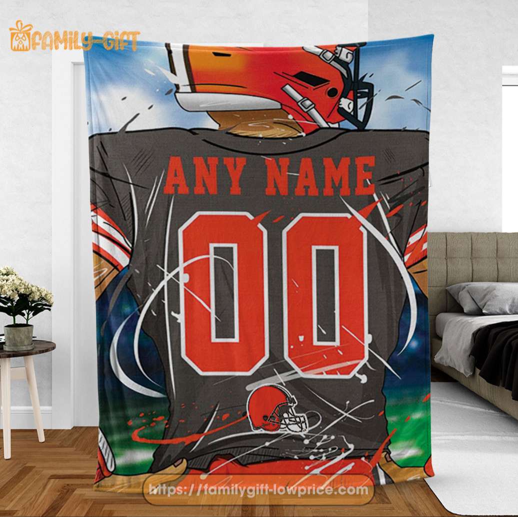 Personalized Jersey Cleveland Browns Blanket - NFL Blanket - Cute Blanket Gifts for NFL Fans
