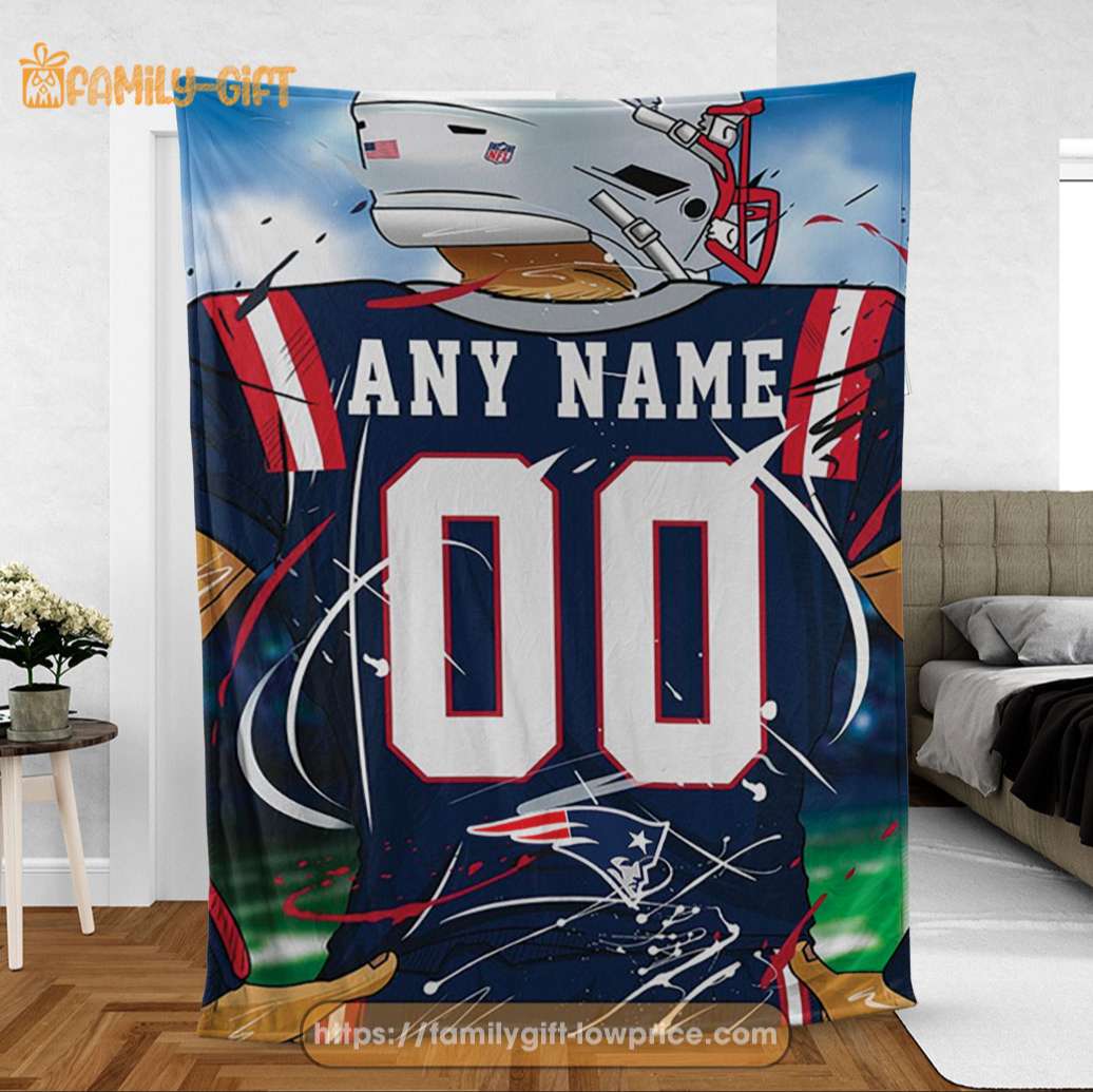 Personalized Jersey New England Patriots Blanket - NFL Blanket - Cute Blanket Gifts for NFL Fans