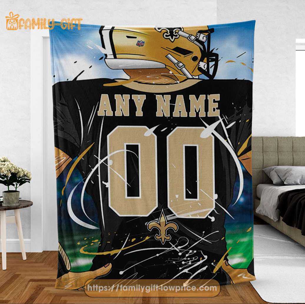 Personalized Jersey New Orleans Saints Blanket - NFL Blanket - Cute Blanket Gifts for NFL Fans