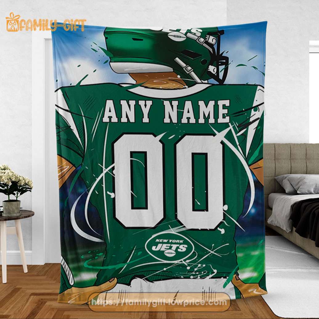 Personalized Jersey New York Jets Blanket - NFL Blanket - Cute Blanket Gifts for NFL Fans