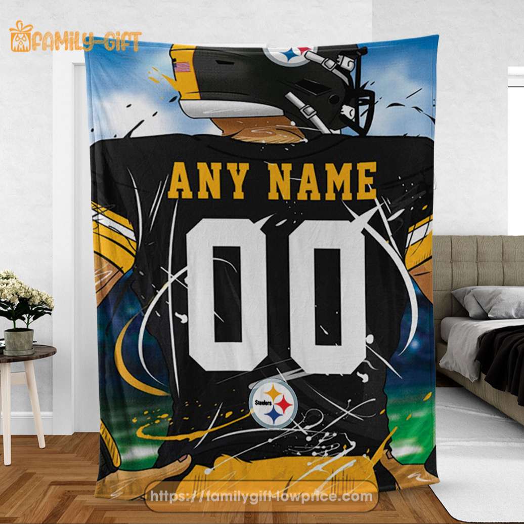 Personalized Jersey Pittsburgh Steelers Blanket - NFL Blanket - Cute Blanket Gifts for NFL Fans
