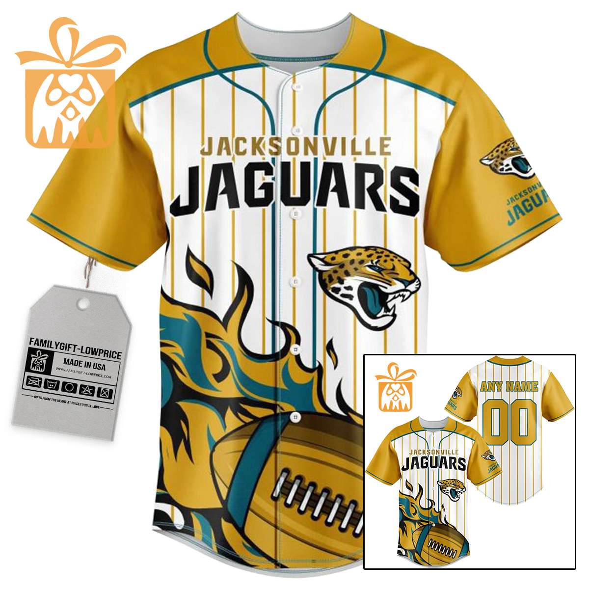 NFL Baseball Jersey - Jacksonville Jaguars Baseball Jersey TShirt - Personalized Baseball Jerseys
