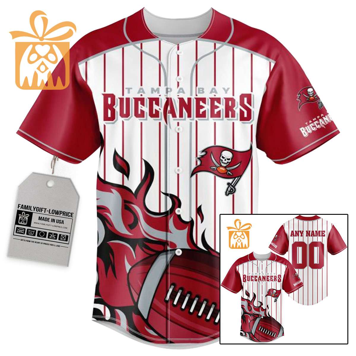 NFL Baseball Jersey - Tampa Bay Buccaneers Baseball Jersey TShirt - Personalized Baseball Jerseys