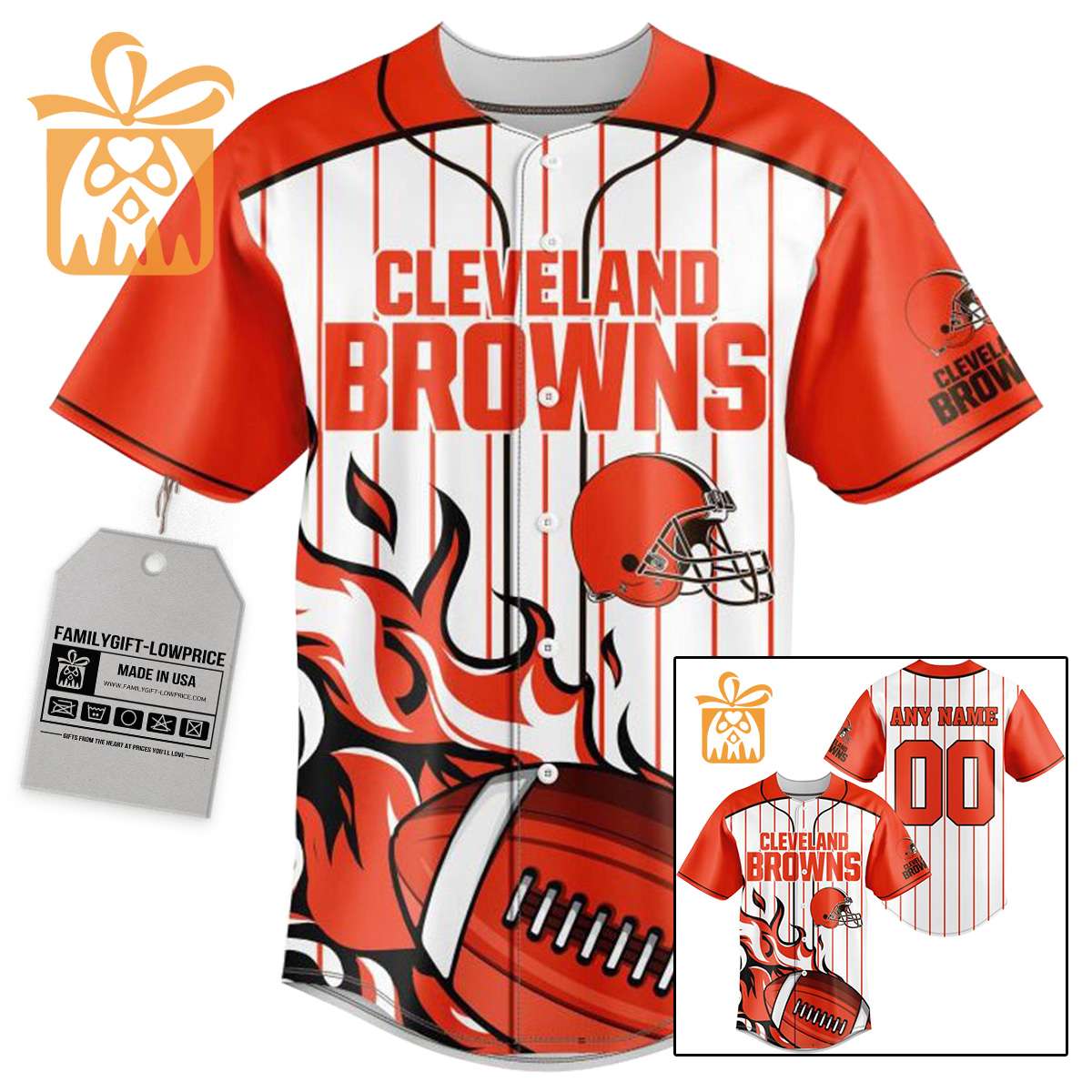 NFL Baseball Jersey - Cleveland Browns Baseball Jersey TShirt - Personalized Baseball Jerseys