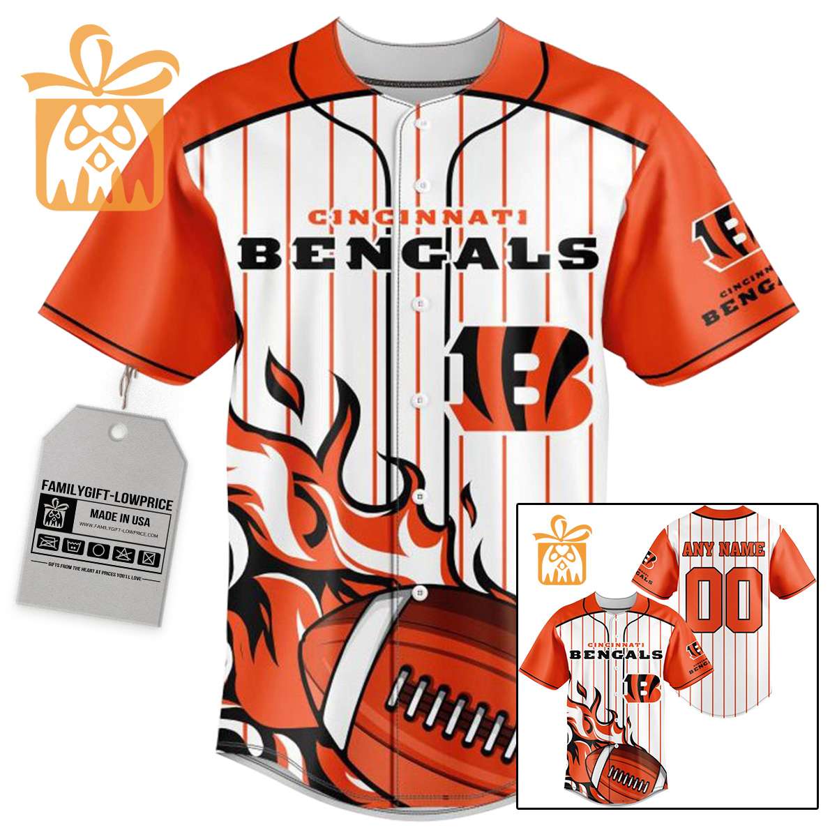 NFL Baseball Jersey - Bengals Baseball Jersey TShirt - Personalized Baseball Jerseys