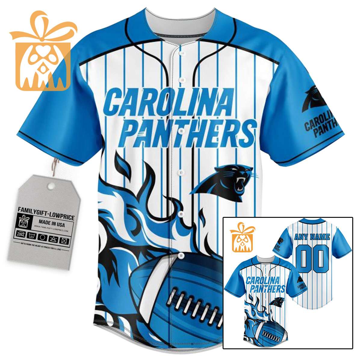 NFL Baseball Jersey - Carolina Panthers Baseball Jersey TShirt - Personalized Baseball Jerseys