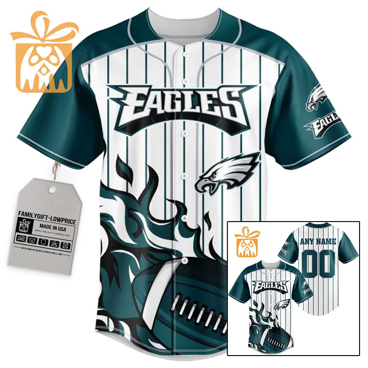 NFL Baseball Jersey - Philadelphia Eagles Baseball Jersey TShirt - Personalized Baseball Jerseys