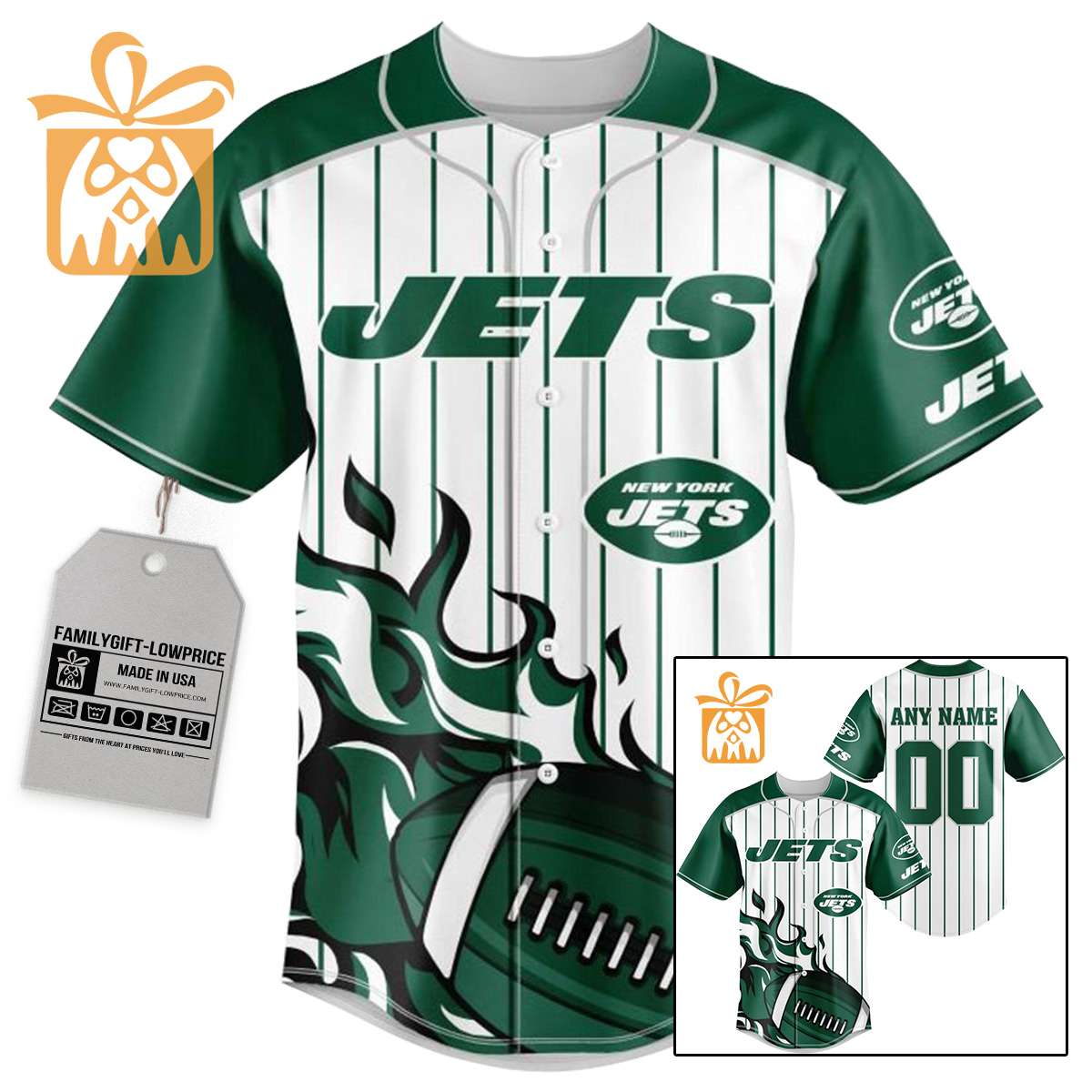 NFL Baseball Jersey - New York Jets Baseball Jersey TShirt - Personalized Baseball Jerseys
