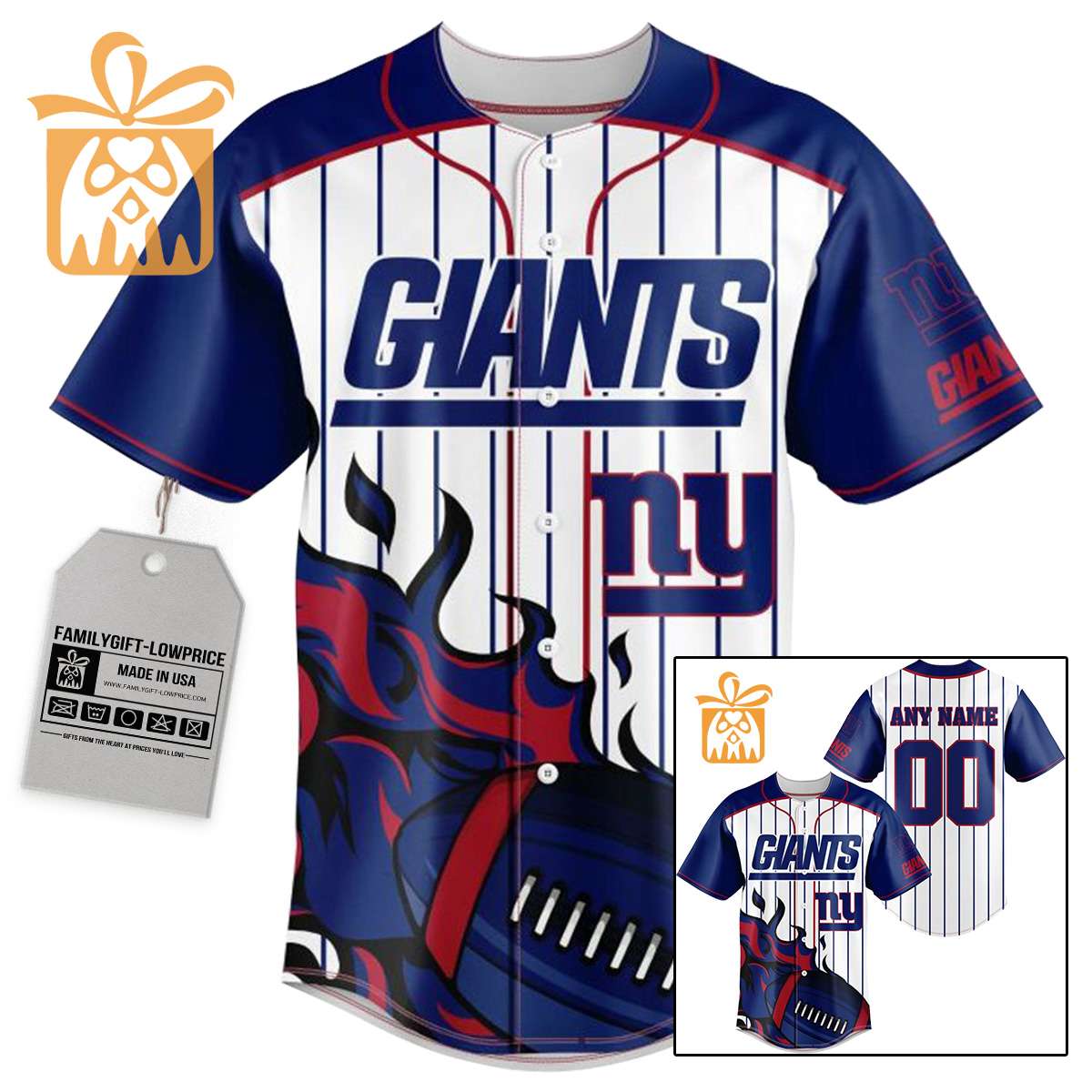 NFL Baseball Jersey - New York Giants Baseball Jersey TShirt - Personalized Baseball Jerseys