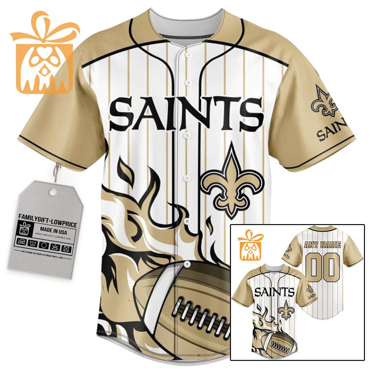 NFL Baseball Jersey - New Orleans Saints Baseball Jersey TShirt - Personalized Baseball Jerseys
