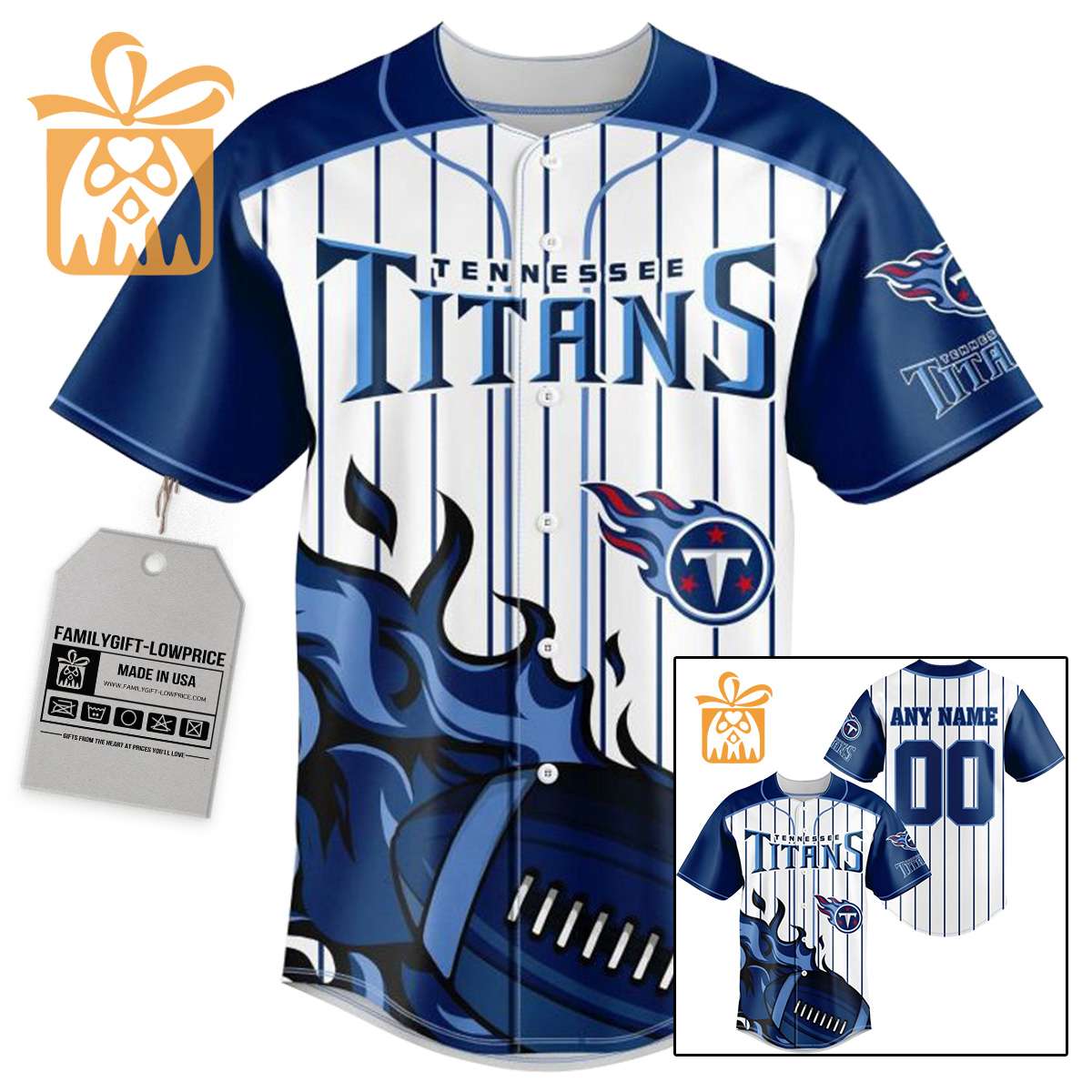 NFL Baseball Jersey - Tennessee Titans Baseball Jersey TShirt - Personalized Baseball Jerseys