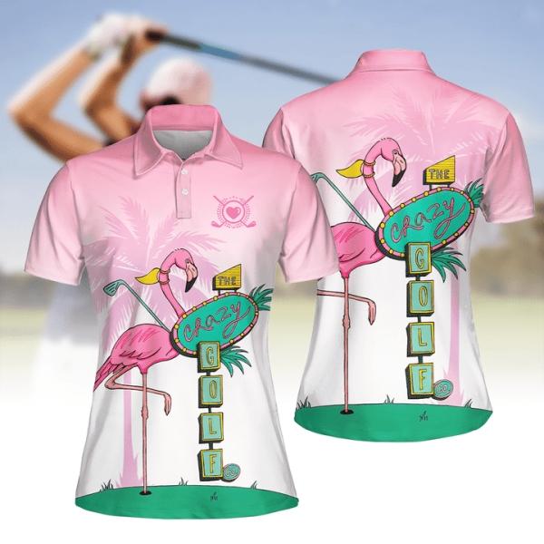 Flamingo Golf Seamless Pattern Golf Women Short Sleeve Polo Shirt Sleeveless Polo Shirt