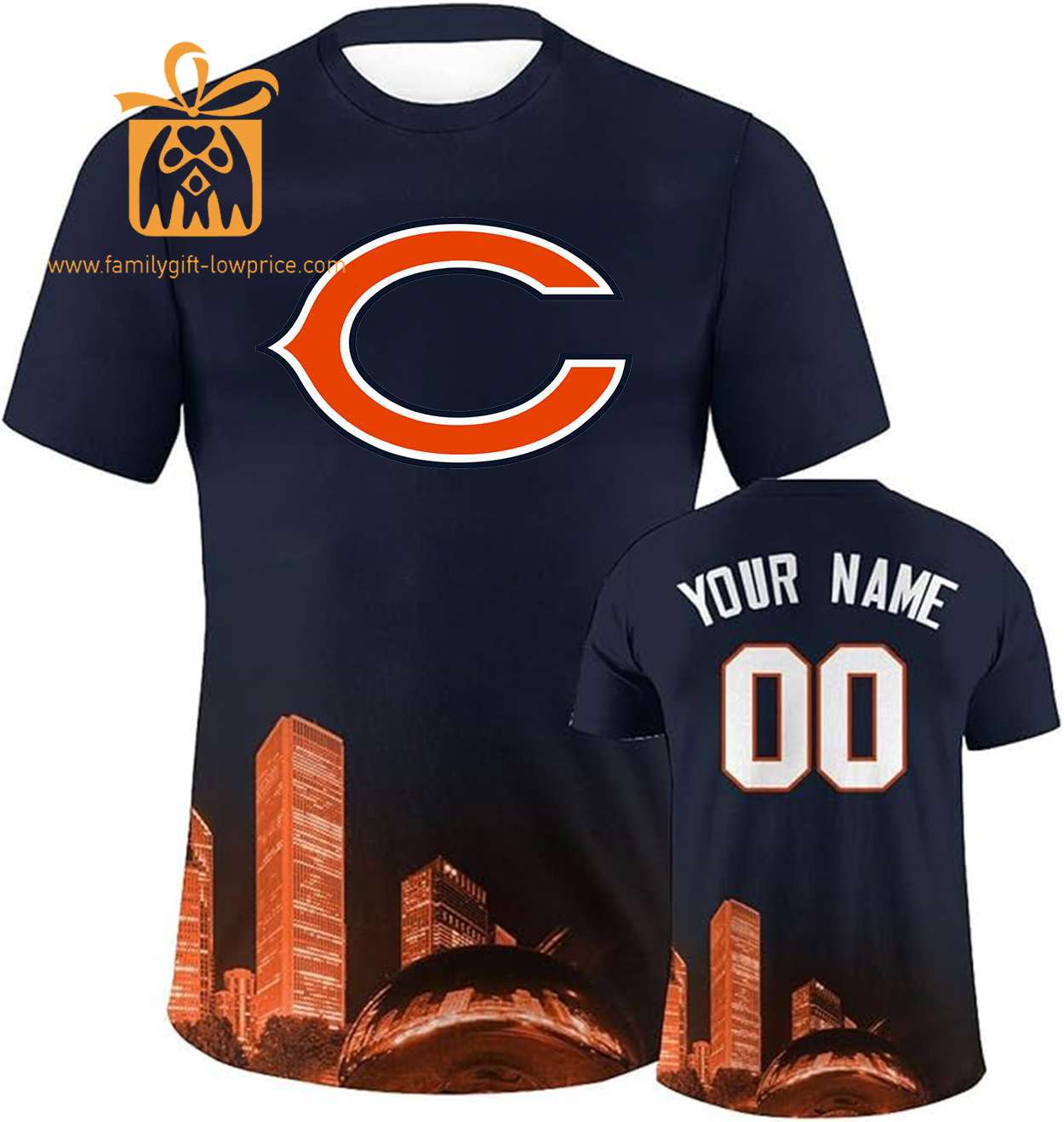 Chicago Bears Custom Football Shirts – Personalized Name & Number, Ideal for Fans