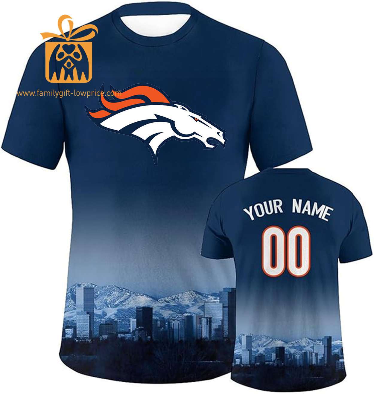 Denver Broncos Custom Football Shirts – Personalized Name & Number, Ideal for Fans