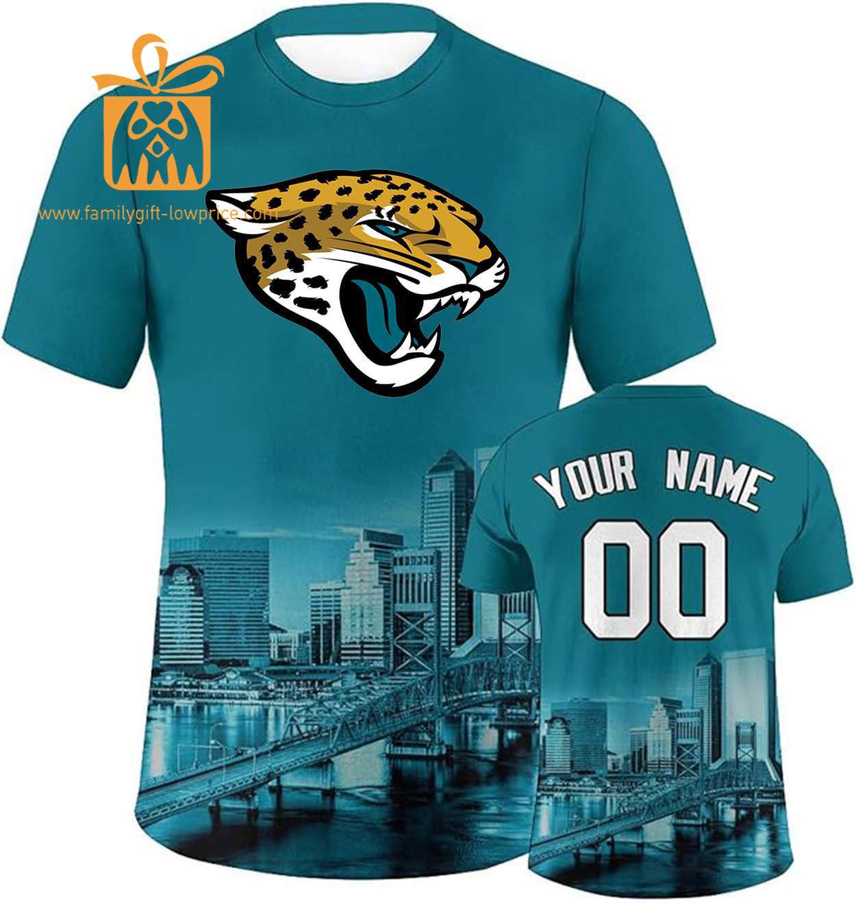 Jacksonville Jaguars Custom Football Shirts - Personalized Name & Number, Ideal for Fans