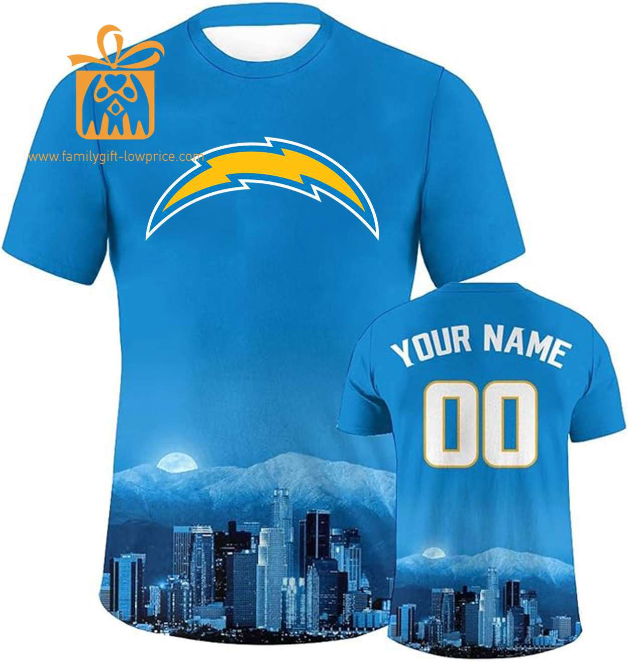 Los Angeles Chargers Custom Football Shirts – Personalized Name & Number, Ideal for Fans