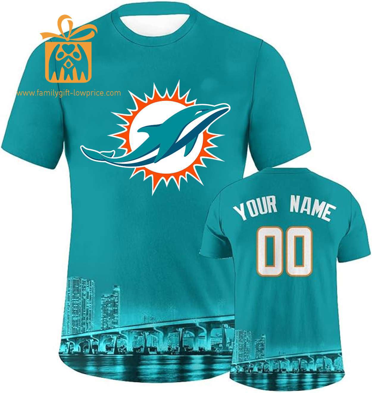 Miami Dolphins Custom Football Shirts - Personalized Name & Number, Ideal for Fans