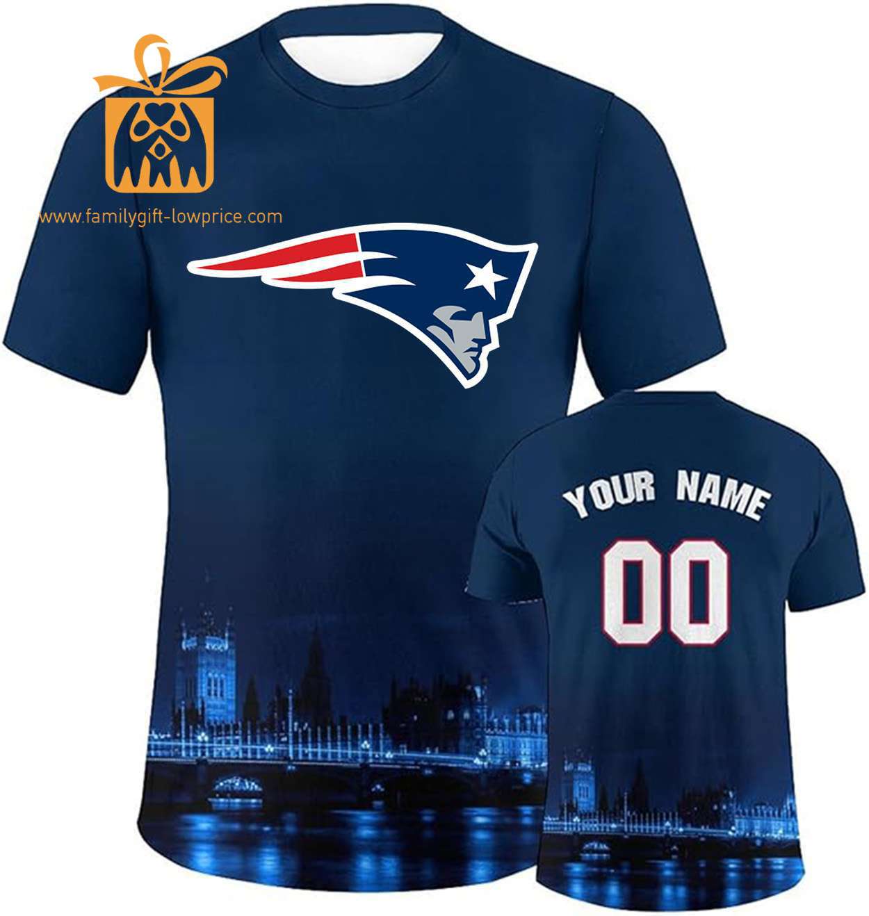New England Patriots Custom Football Shirts – Personalized Name & Number, Ideal for Fans