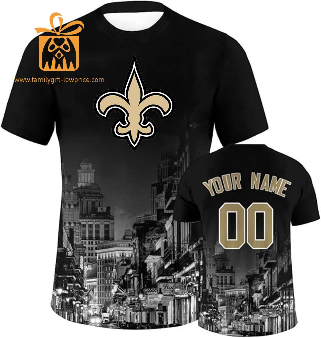 New Orleans Saints Custom Football Shirts - Personalized Name & Number, Ideal for Fans
