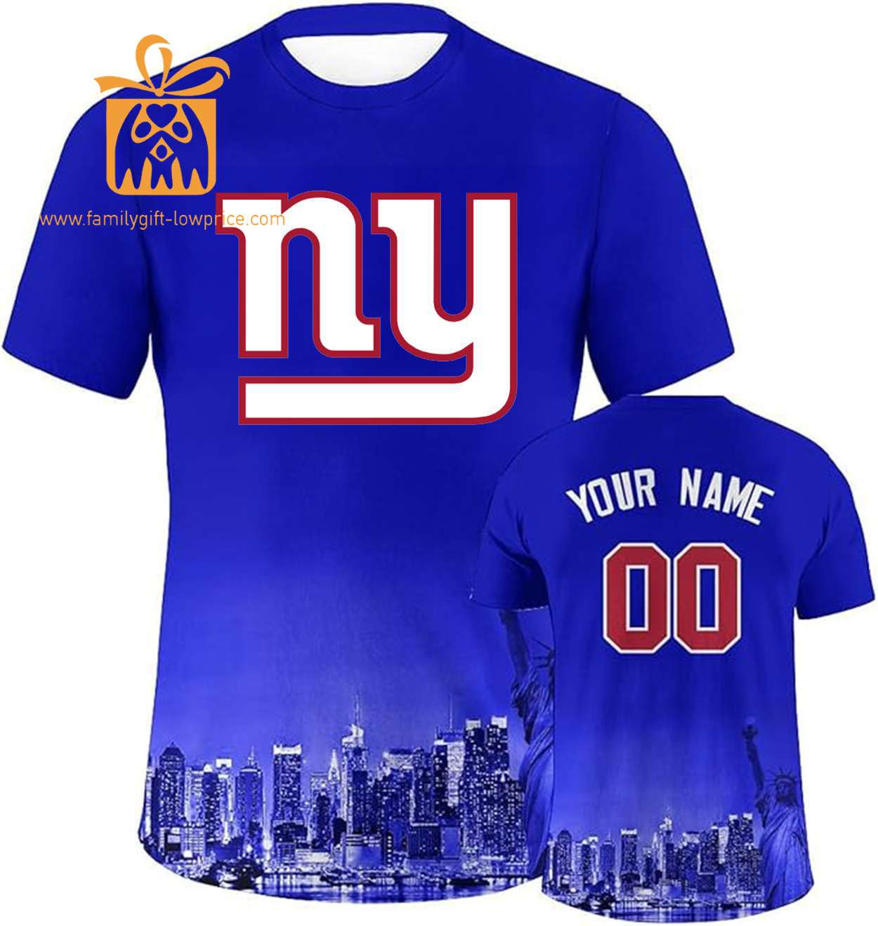 New York Giants Custom Football Shirts – Personalized Name & Number, Ideal for Fans