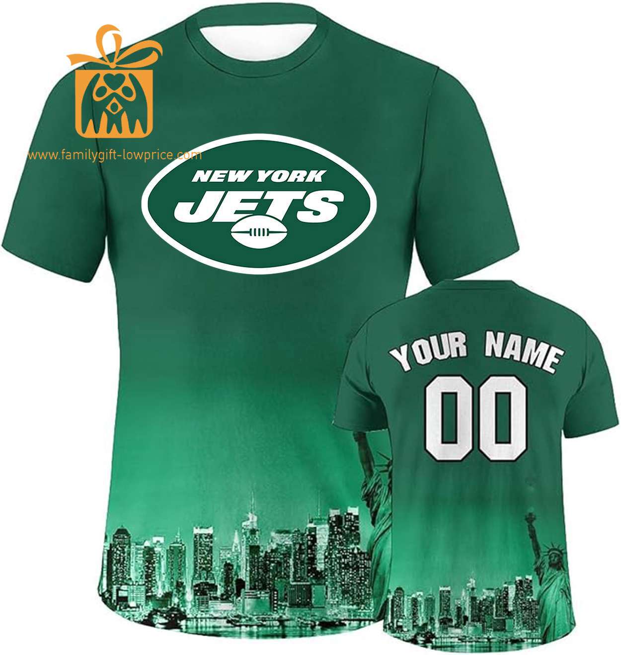 New York Jets Custom Football Shirts - Personalized Name & Number, Ideal for Fans