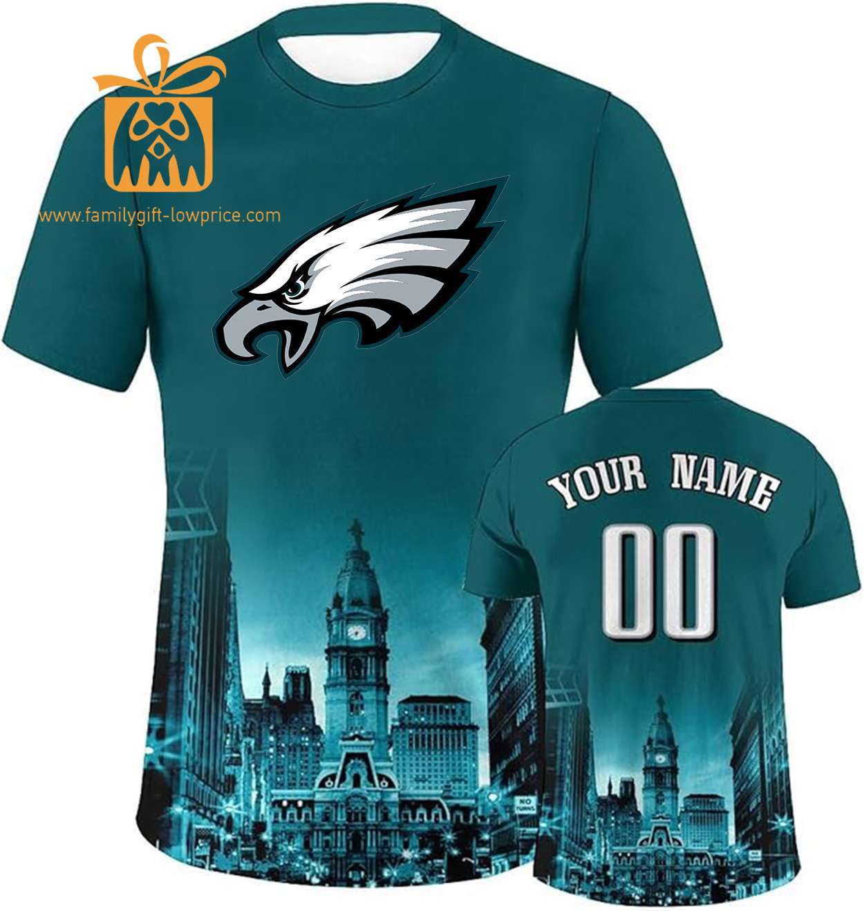 Philadelphia Eagles Custom Football Shirts - Personalized Name & Number, Ideal for Fans