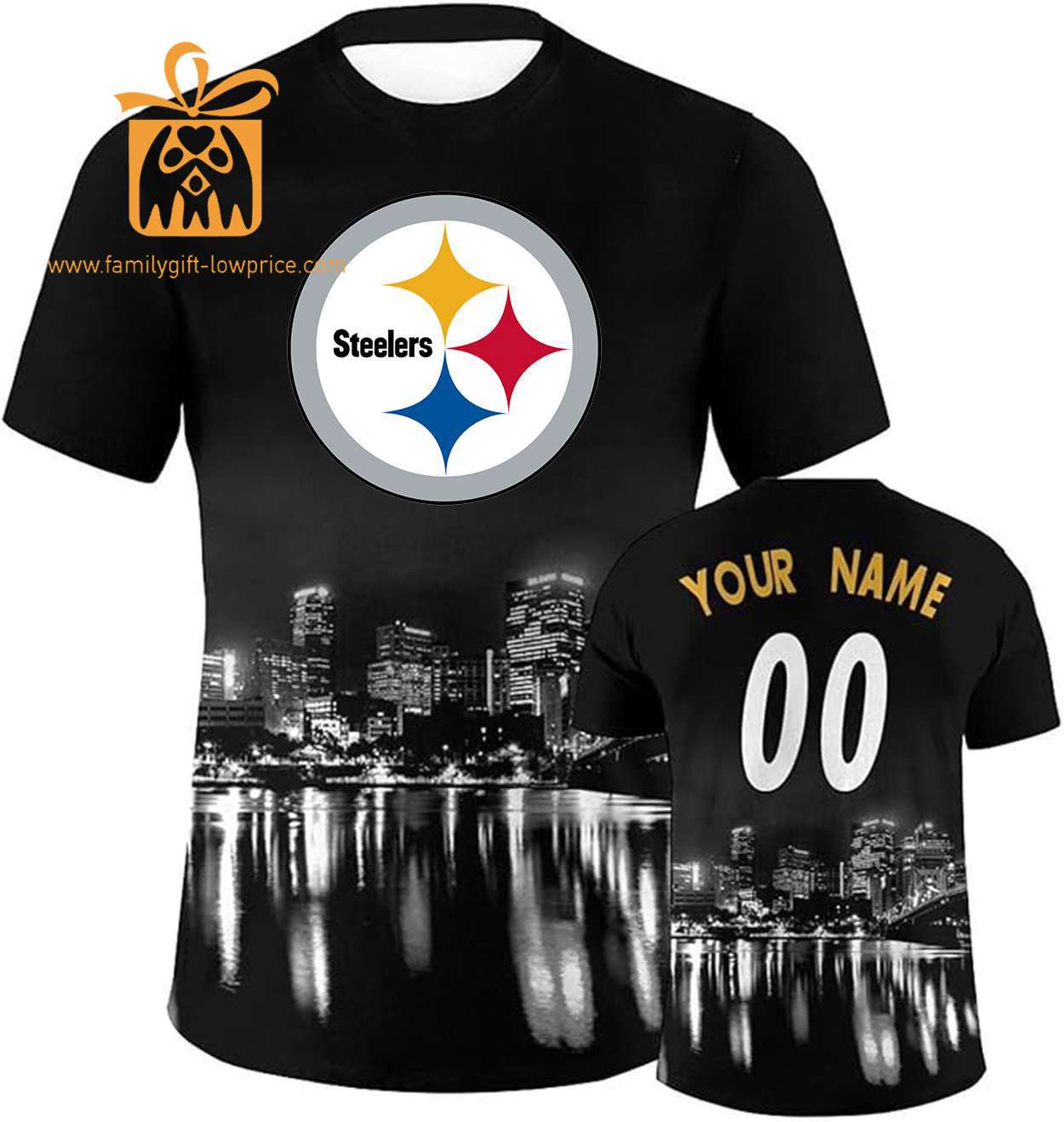 Pittsburgh Steelers Custom Football Shirts – Personalized Name & Number, Ideal for Fans