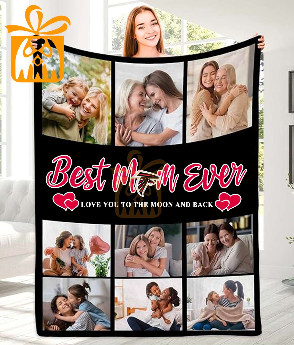 Best Mom Ever Custom NFL Atlanta Falcons Blankets with Pictures - Perfect Mother’s Day Gift