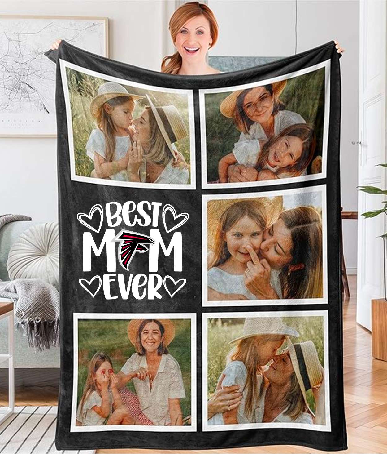 Best Mom Ever - Custom NFL Atlanta Falcons Blankets with Pictures for Mother's Day Gift